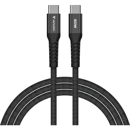 Verbatim Sync & Charge Cable USB-C 100W 3.9 pies Nylon Trenzado Negro