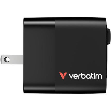 Verbatim Cargador USB GaN 65W 2 Puertos con Cable Retráctil 31.5 pulgadas y Adaptadores EU UK