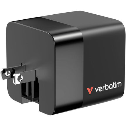 Verbatim Cargador USB GaN 65W 2 Puertos con Cable Retráctil 31.5 pulgadas y Adaptadores EU UK
