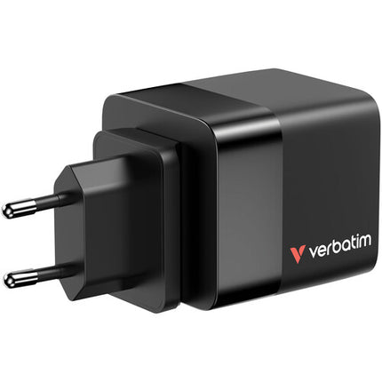 Verbatim Cargador USB GaN 65W 2 Puertos con Cable Retráctil 31.5 pulgadas y Adaptadores EU UK