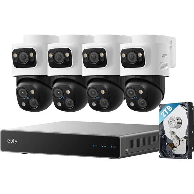 eufy Security S4 NVR 8 canales 2TB HDD y 4 cámaras Bullet PTZ 16MP