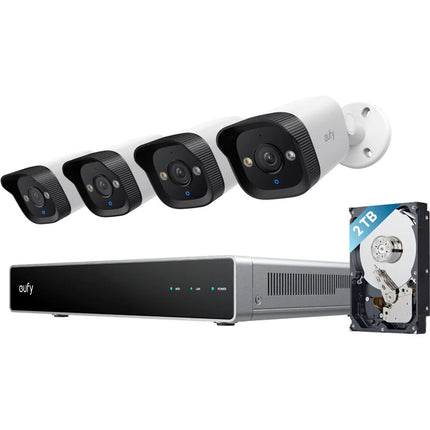 eufy Security S4 NVR 8 canales con 2TB HDD y 4 cámaras 4K UHD PoE