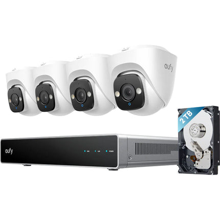 eufy Security S4 Kit de Vigilancia 8 Canales 2TB HDD 4 Cámaras UHD 4K Turret