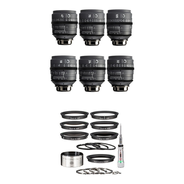 ARRI Ensō Prime Core Set lentes 18 24 32 47 75 105mm T2.1-T22 juego en estuches rígidos