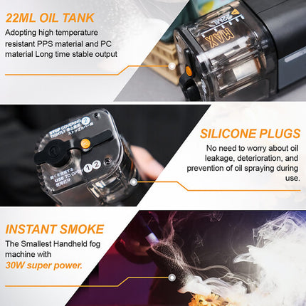 LENSGO SMOKE GO Máquina de Humo Portátil 30W Batería Recargable 25 Minutos de Niebla