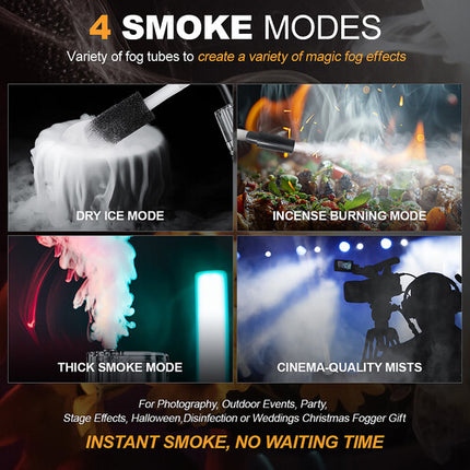 LENSGO SMOKE GO Máquina de Humo Portátil 30W Batería Recargable 25 Minutos de Niebla
