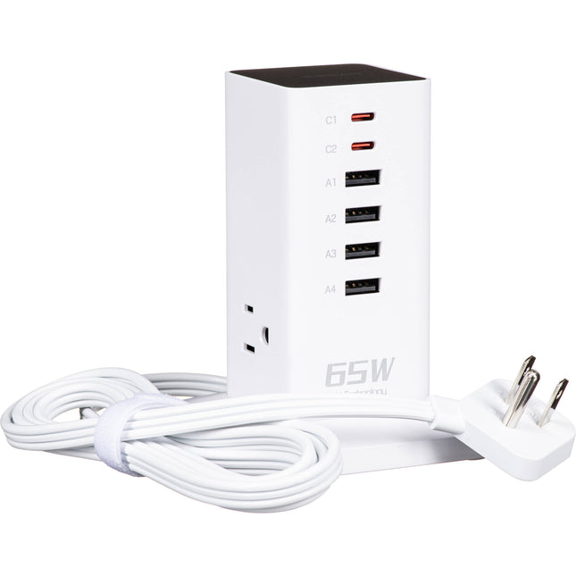 Tessan Estación de Carga Vertical 9 en 1 65W USB y AC Blanca