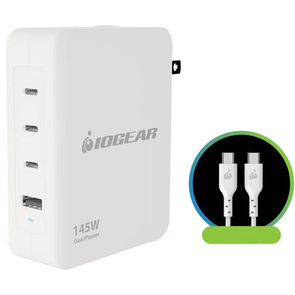 IOGEAR GearPower cargador USB 145W 4 puertos 3 USB-C 1 USB-A