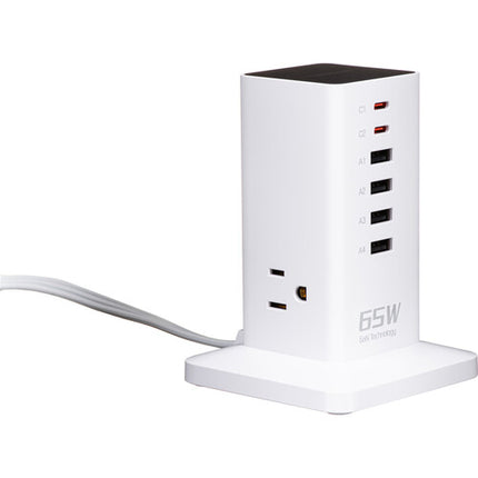 Tessan Estación de Carga Vertical 9 en 1 65W USB y AC Blanca