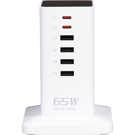 Tessan Estación de Carga Vertical 9 en 1 65W USB y AC Blanca