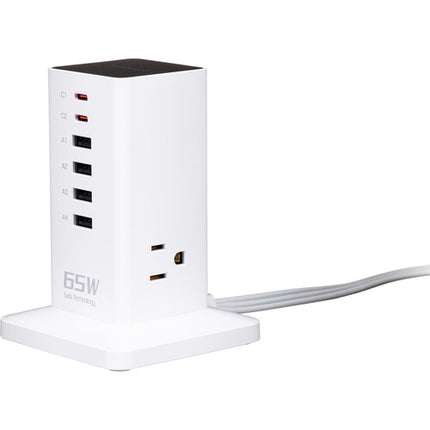 Tessan Estación de Carga Vertical 9 en 1 65W USB y AC Blanca