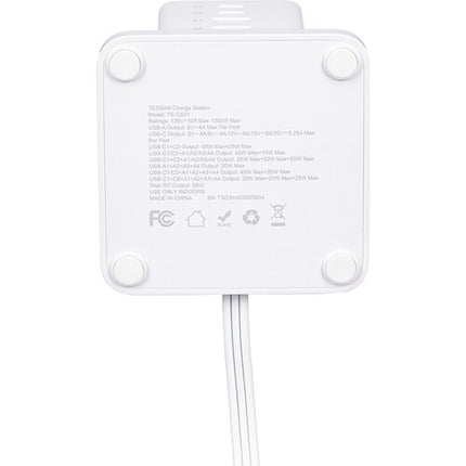 Tessan Estación de Carga Vertical 9 en 1 65W USB y AC Blanca