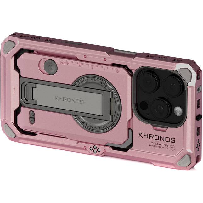 Tilta Khronos Case para iPhone 16 Pro Funda Expandible con Contactos Integrados Rosa