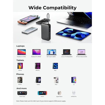 AUKEY PBY48 Spark Sling Power Bank 20000mAh Carga 130W USB-C Integrado Blanco