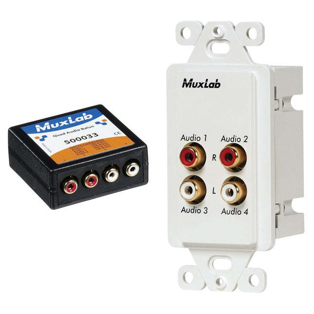 MuxLab Quad Audio Balun Kit Transmisión 2350 pies Cat 5e 6 P2P