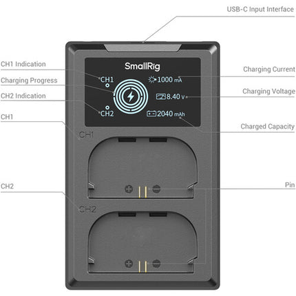 SmallRig E6P-BR26 Kit Baterías para cámaras Canon con cargador USB y pantalla inteligente
