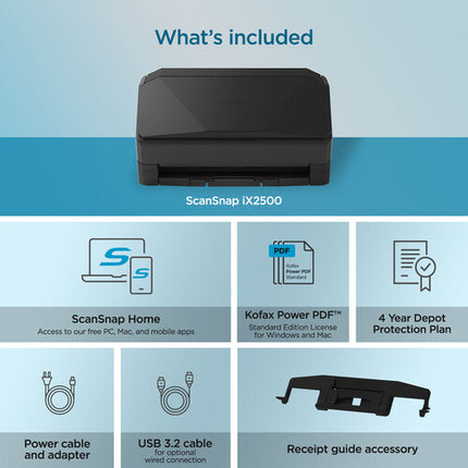Ricoh ScanSnap iX2500 Escáner con 600 dpi 45 ppm y ADF 100 hojas