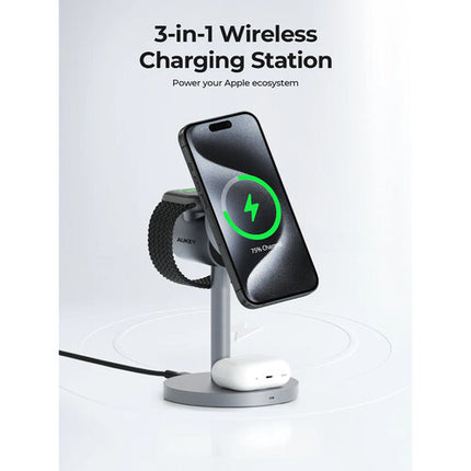 AUKEY LC-MC311A MagFusion Qi2 Estación de carga inalámbrica 15W con enfriamiento activo