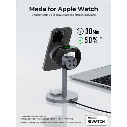 AUKEY LC-MC311A MagFusion Qi2 Estación de carga inalámbrica 15W con enfriamiento activo