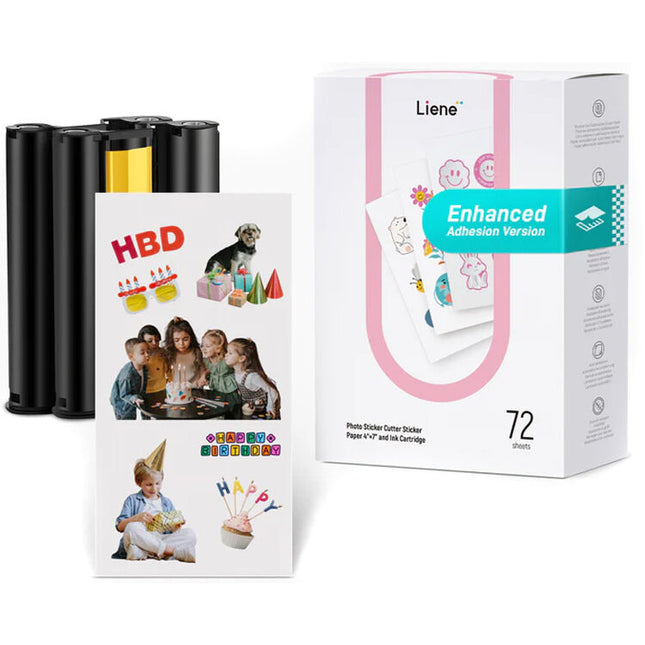 Liene PixCut S1 Papel para Pegatinas 4x7 72 Hojas 2 Tintas 300 dpi