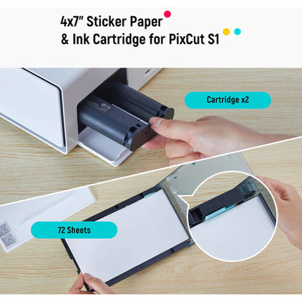 Liene PixCut S1 Papel para Pegatinas 4x7 72 Hojas 2 Tintas 300 dpi