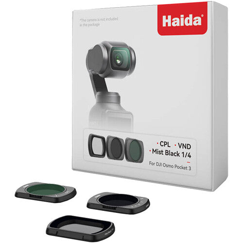 Haida NanoPro Kit Filtros Magnéticos para DJI Osmo Pocket 3 y 4 ND Variable CPL y Black Mist 1/4 3-Pack
