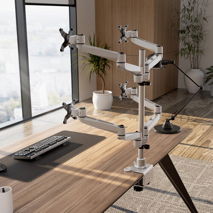Mount-It! MI-63156 Soporte de Escritorio para 4 Monitores de 27" con Montaje Abrazadera y Ojales