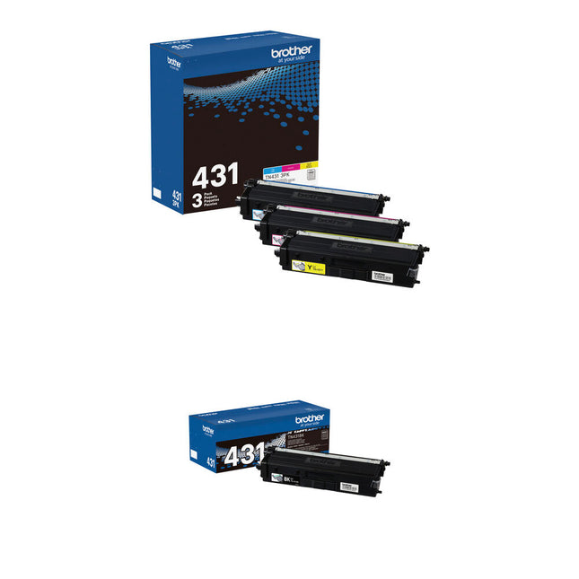 Brother TN431 Kit Cartuchos de Tóner 4 Colores Rendimiento Estándar para Impresoras Brother
