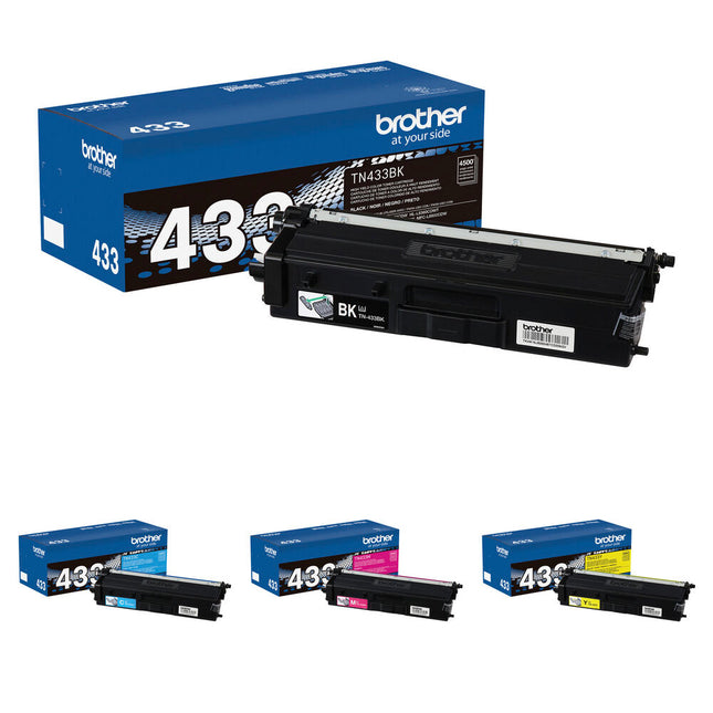 Brother TN433 Kit de Cartuchos de Tóner 4 Colores Alto Rendimiento para Impresora Láser Color