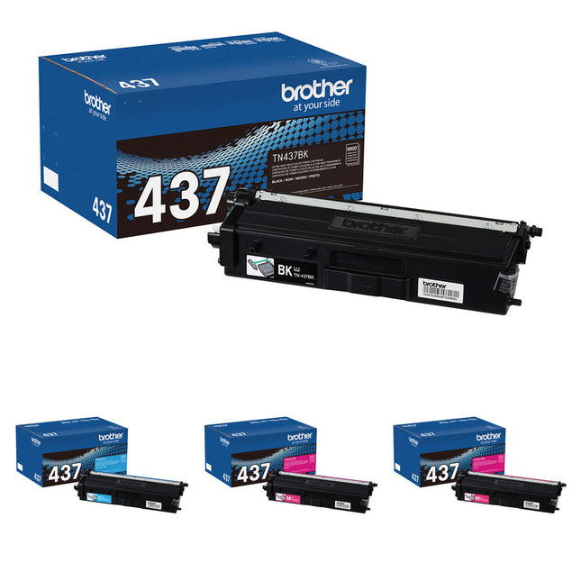 Brother TN437 Kit de Cartuchos de Tóner 4 Colores Ultra Rendimiento para MFC-L8905CDW Negro 9000 Páginas Color 8000 Páginas