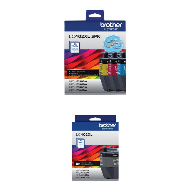 Brother LC402 Kit Cartuchos de Tinta 4 colores alto rendimiento para impresora INKvestment