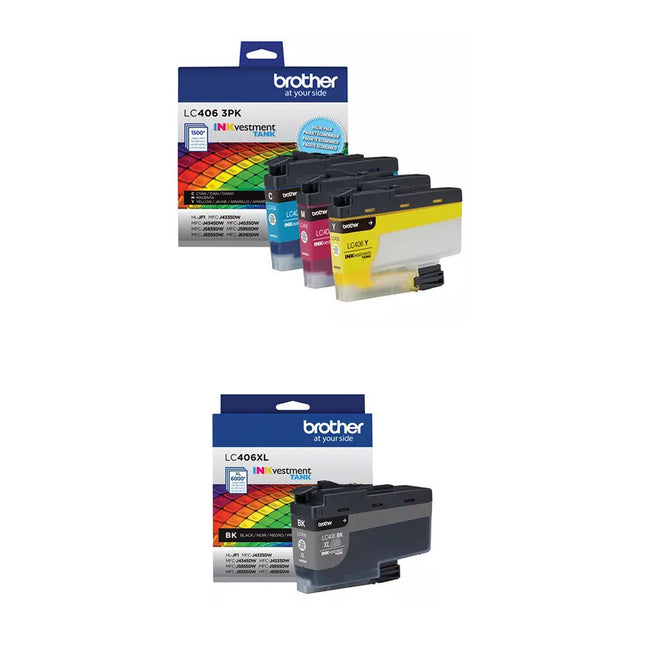 Brother LC406 Juego de Cartuchos de Tinta 4 Colores para Impresoras MFC-J4345DW MFC-J5955DW