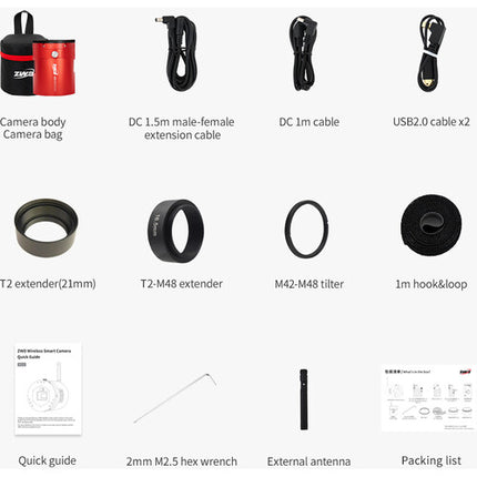 ZWO ASI585MC Air Cámara Astronómica Inalámbrica 8.3MP Sensor CMOS 256GB almacenamiento
