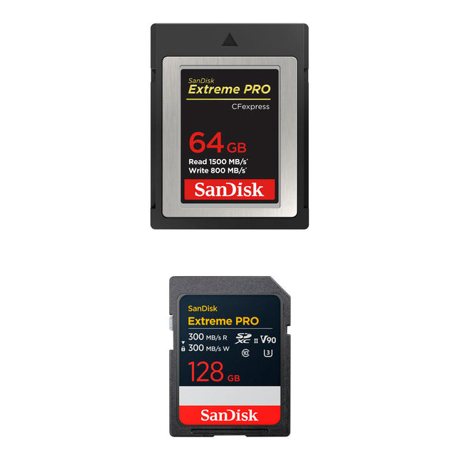 SanDisk 64GB Extreme PRO CFexpress Tipo B y 128GB SDXC UHS-II Tarjetas de Memoria