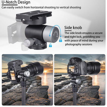 ARTCISE GH3P Cabezal Gimbal para Monopie Capacidad 15kg 360° Panorámico
