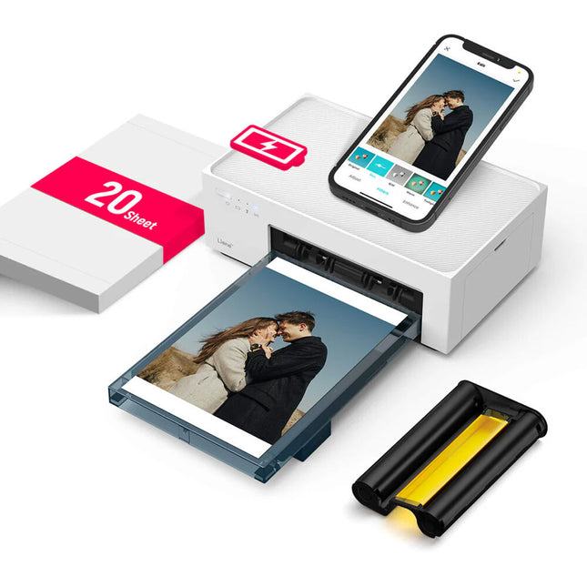 Liene Amber M200 impresora instantánea portátil con batería recargable 300 dpi 4x6 pulgadas 20 papeles y cartucho