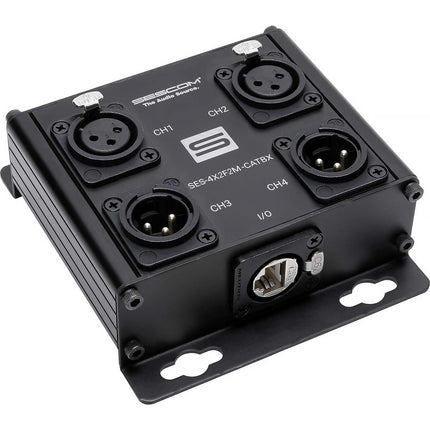 Sescom Caja Extensora de Audio Balanceado Pasivo 4 Canales RJ45 a XLR 2H 2M
