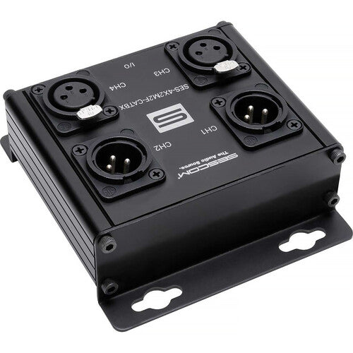 Sescom Caja Extensora de Audio Balanceado Pasiva 4 Canales RJ45 a 2 XLR Macho y 2 Hembra