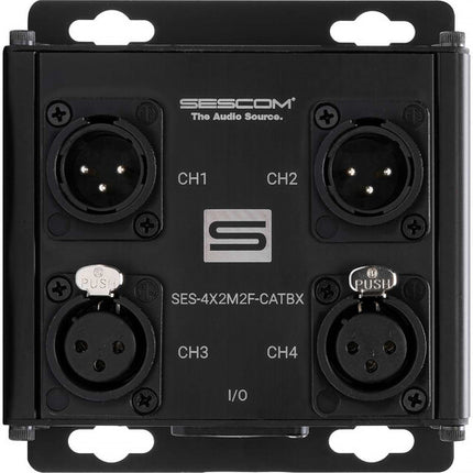 Sescom Caja Extensora de Audio Balanceado Pasiva 4 Canales RJ45 a 2 XLR Macho y 2 Hembra