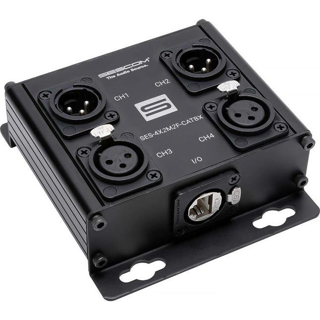 Sescom Caja Extensora de Audio Balanceado Pasiva 4 Canales RJ45 a 2 XLR Macho y 2 Hembra