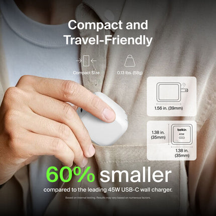 Belkin BoostCharge Cargador de Pared USB-C 45W con Puerto USB-C y Power Delivery 3.1
