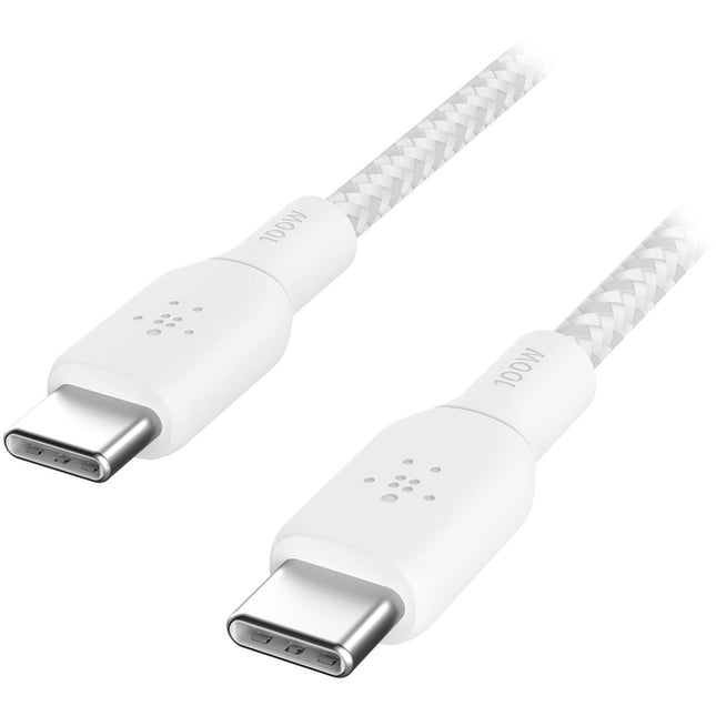 Belkin BoostCharge Cable USB-C 6.6 pies Blanco 100W Doble Trenzado