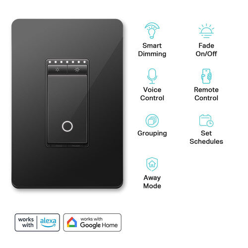 TP-Link HS220 Interruptor Inteligente Wi-Fi con Regulador Negro 2.4GHz