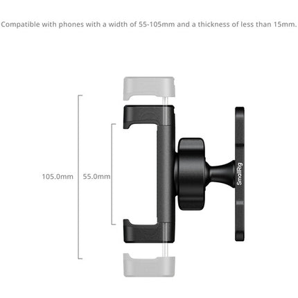 SmallRig Soporte para Smartphone con Pinza Ajustable 2.2-4.1 pulgadas y Cabeza 360°