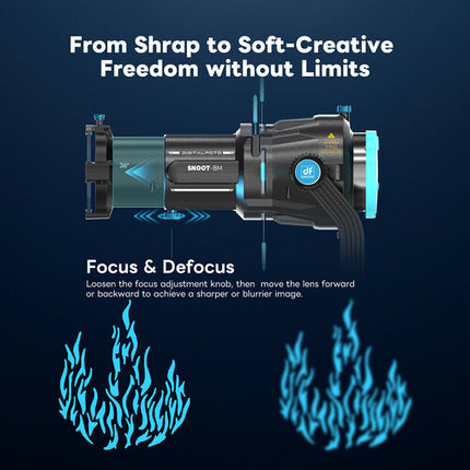 DigitalFoto Solution Limited Proyector con Lente 36° Montura Bowens 24 Gobos 5 Filtros de Color
