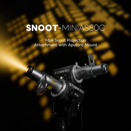 DigitalFoto Solution Mini Snoot Proyector con Montura Aputure Storm 80C 35° y Anillo Ajustable