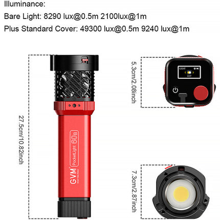 GVM PD60B Luz LED Monolight Bicolor 9240 Lux 2700-6800K con Reflector y Estuche