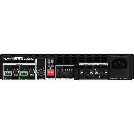 AtlasIED CLA802 amplificador comercial 800W 2 canales 1RU medio rack