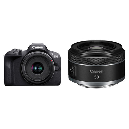Canon EOS R100 Cámara sin Espejo con Sensor 24.2MP y Vídeo 4K Kit de Lentes 18-45mm y 50mm