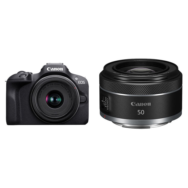 Canon EOS R100 Cámara sin Espejo con Sensor 24.2MP y Vídeo 4K Kit de Lentes 18-45mm y 50mm